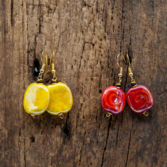 Kazuri Flat Coin Earrings - Large