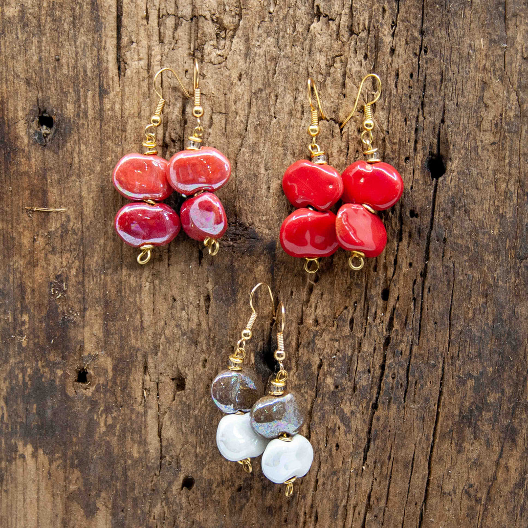 Kazuri Double Flat Drop Earrings