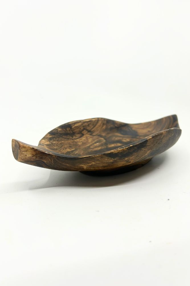 Mango Wood Large Leaf Dish - 12" (Old Wood)