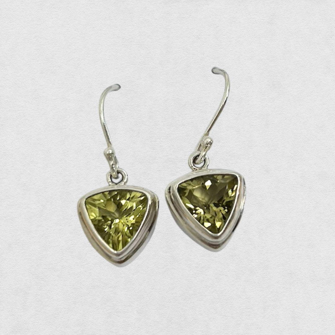 Lemon Quartz Triangle Earrings