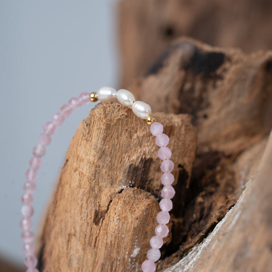 Bracelet Or et Perle avec Perles Roses