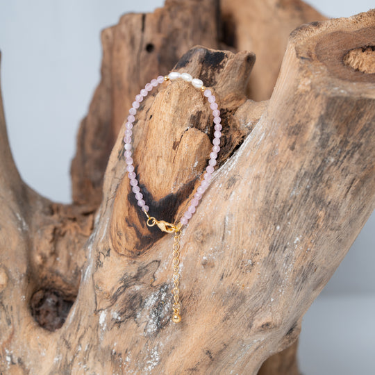 Bracelet Or et Perle avec Perles Roses