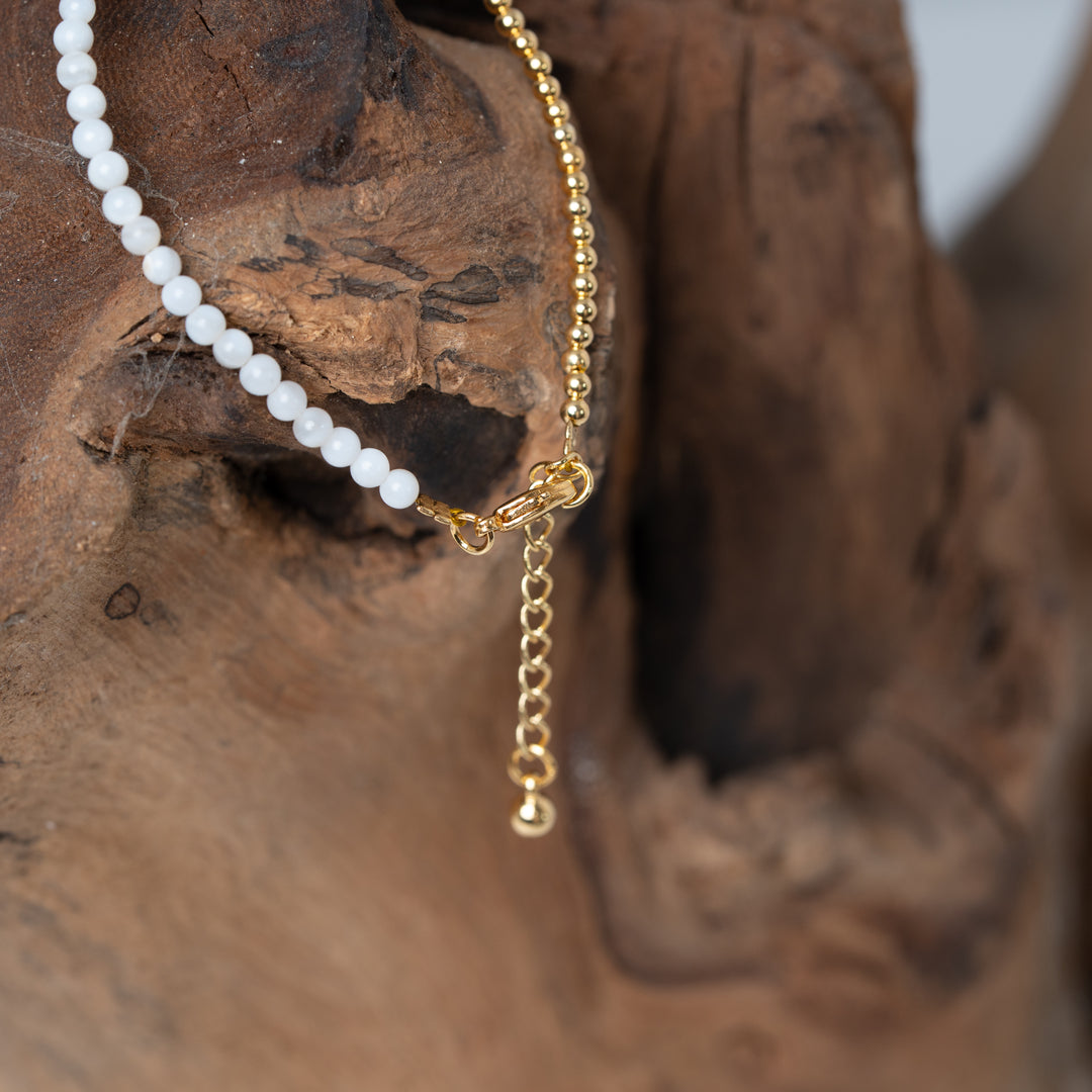 Bracelet Or et Perle avec Perles Roses