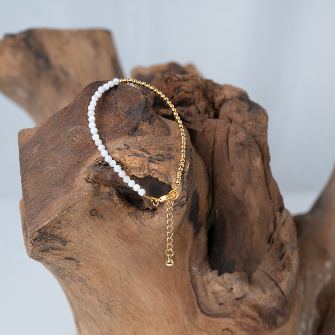 Bracelet Or et Perle avec Perles Roses