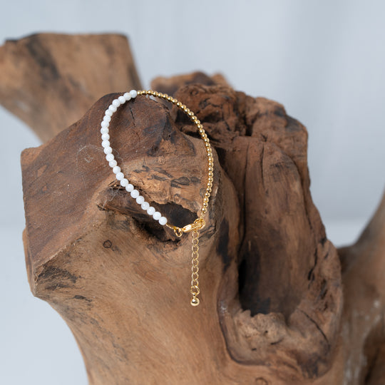 Bracelet Or et Perle avec Perles Roses