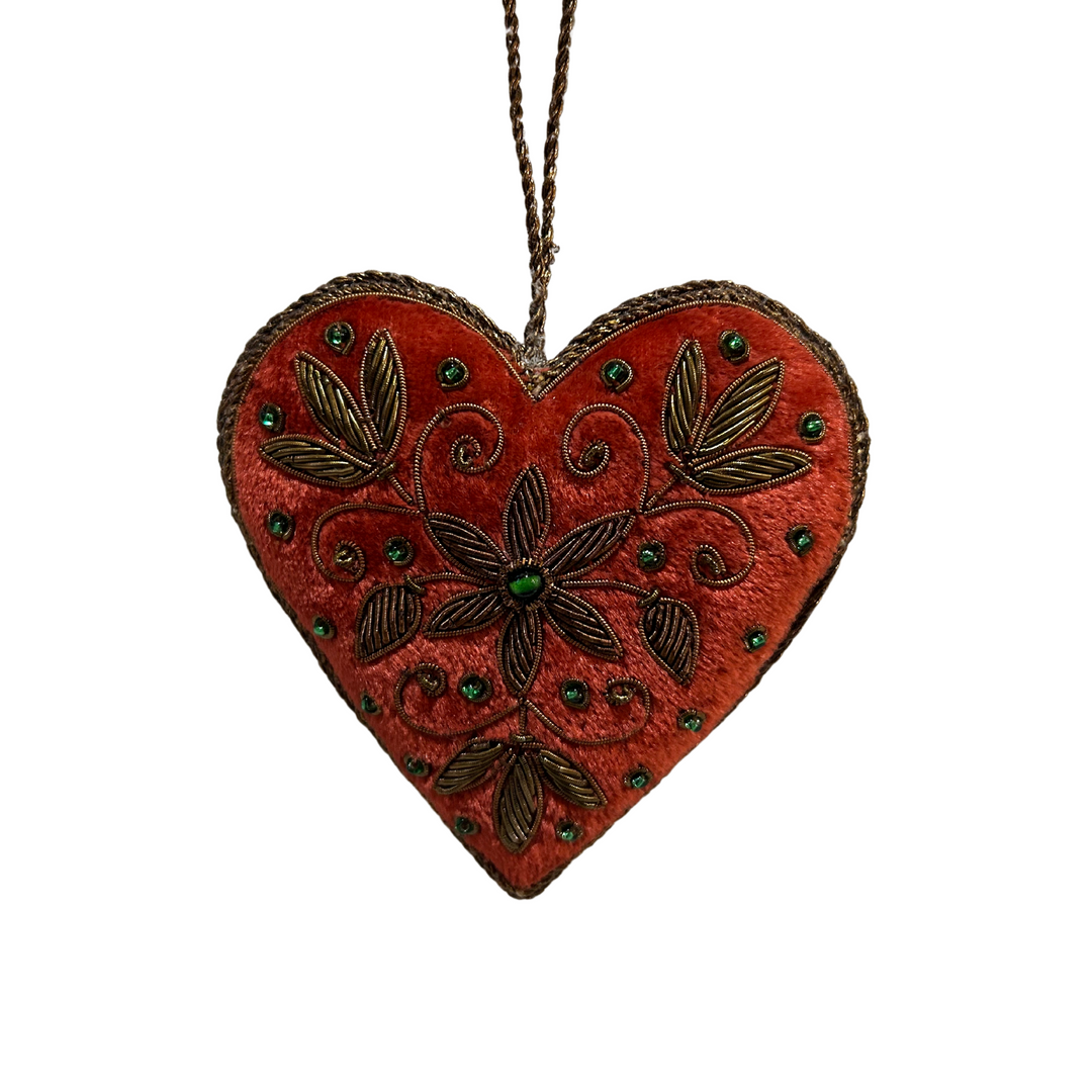 Orange and Copper Heart Ornament