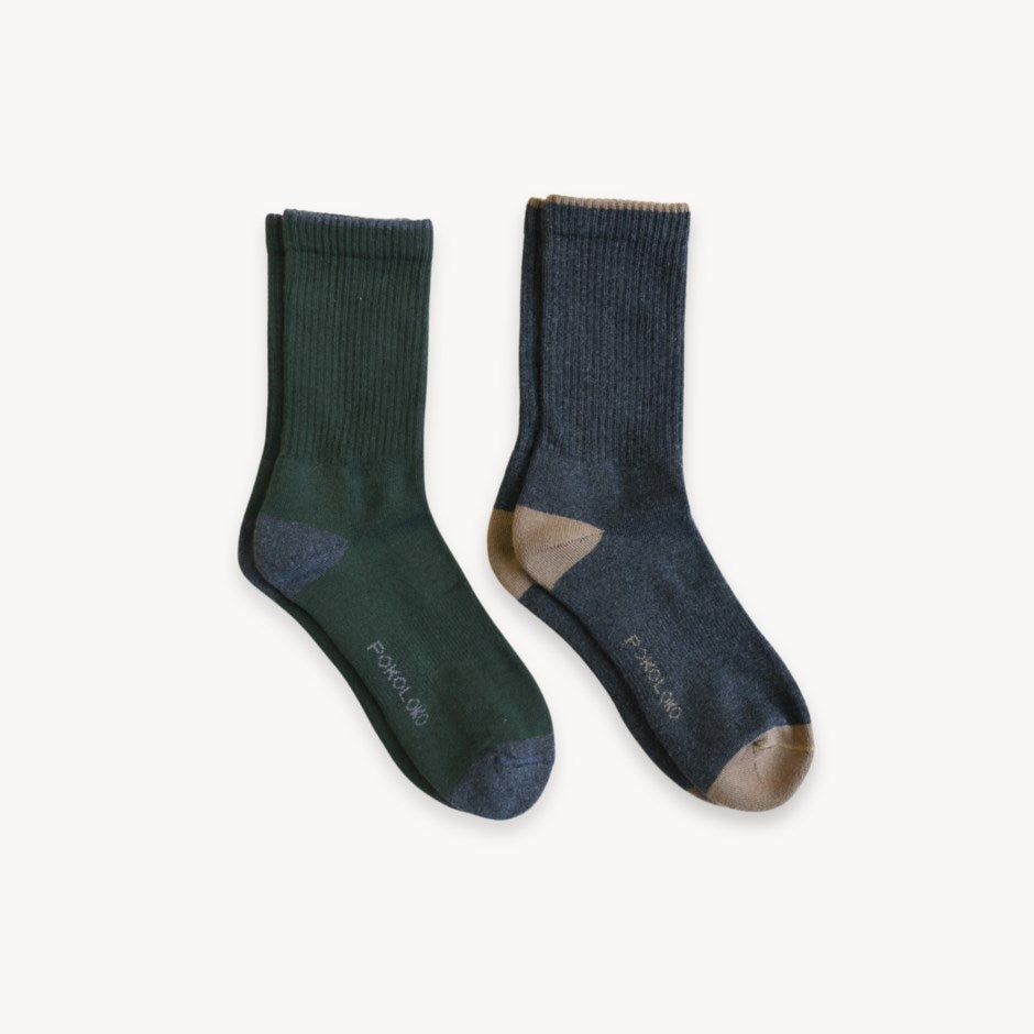 Heel/Toe Socks - Pack of 2- Forest/ Charcoal