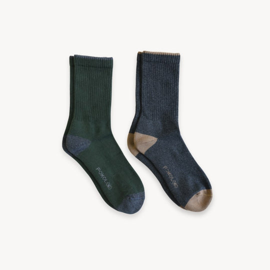 Heel/Toe Socks - Pack of 2- Forest/ Charcoal