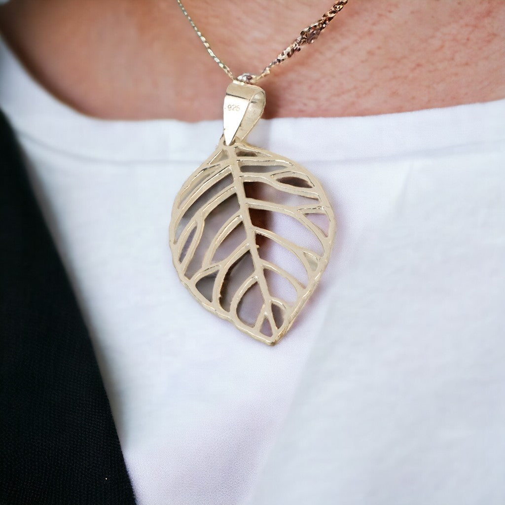 Thai Sterling Silver Leaf Pendant
