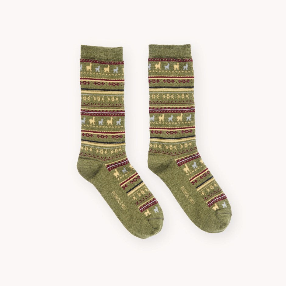 Print Socks- Vintage Green