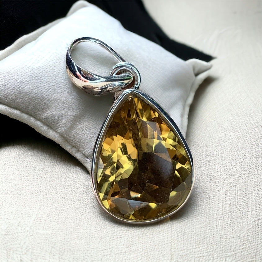 Indian Teardrop Citrine Silver Pendant