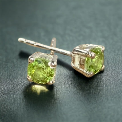 Square Peridot Stud Earring