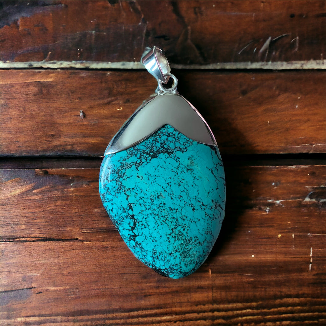 Bali Raw Turquoise Silver Pendant