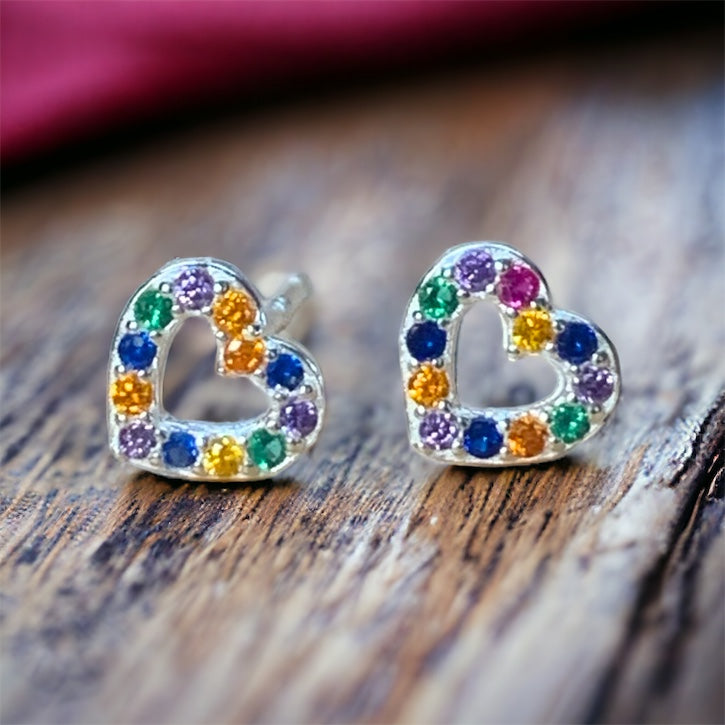 Mini Rainbow Heart Stud Earring