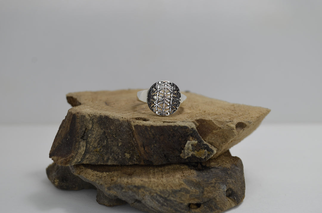 Floral Print Sterling Silver Ring