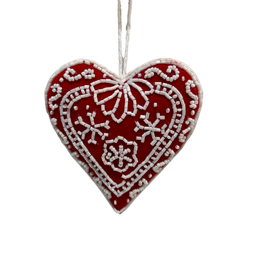 Red and White Heart Ornament