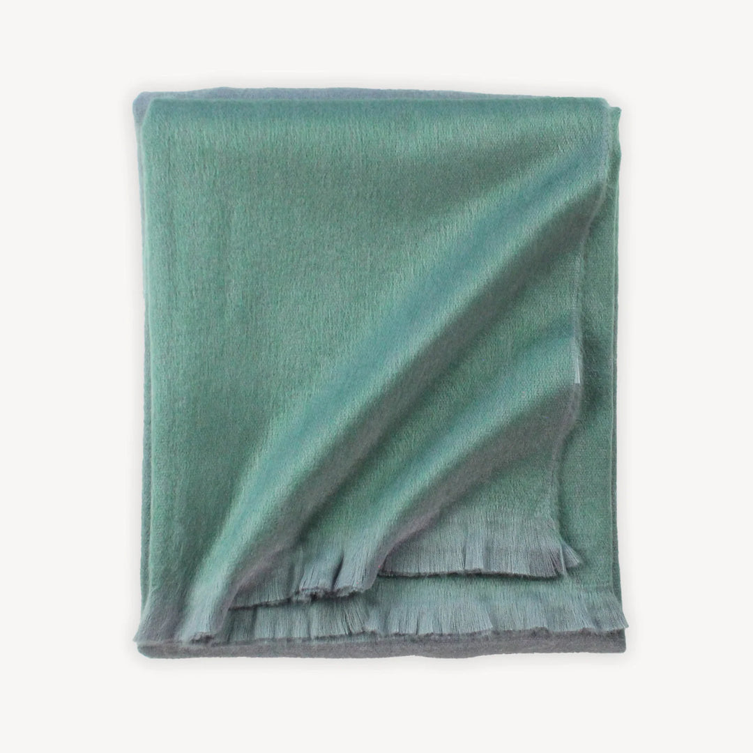 Large Alpaca Throw - Leaf/Grey Ombre
