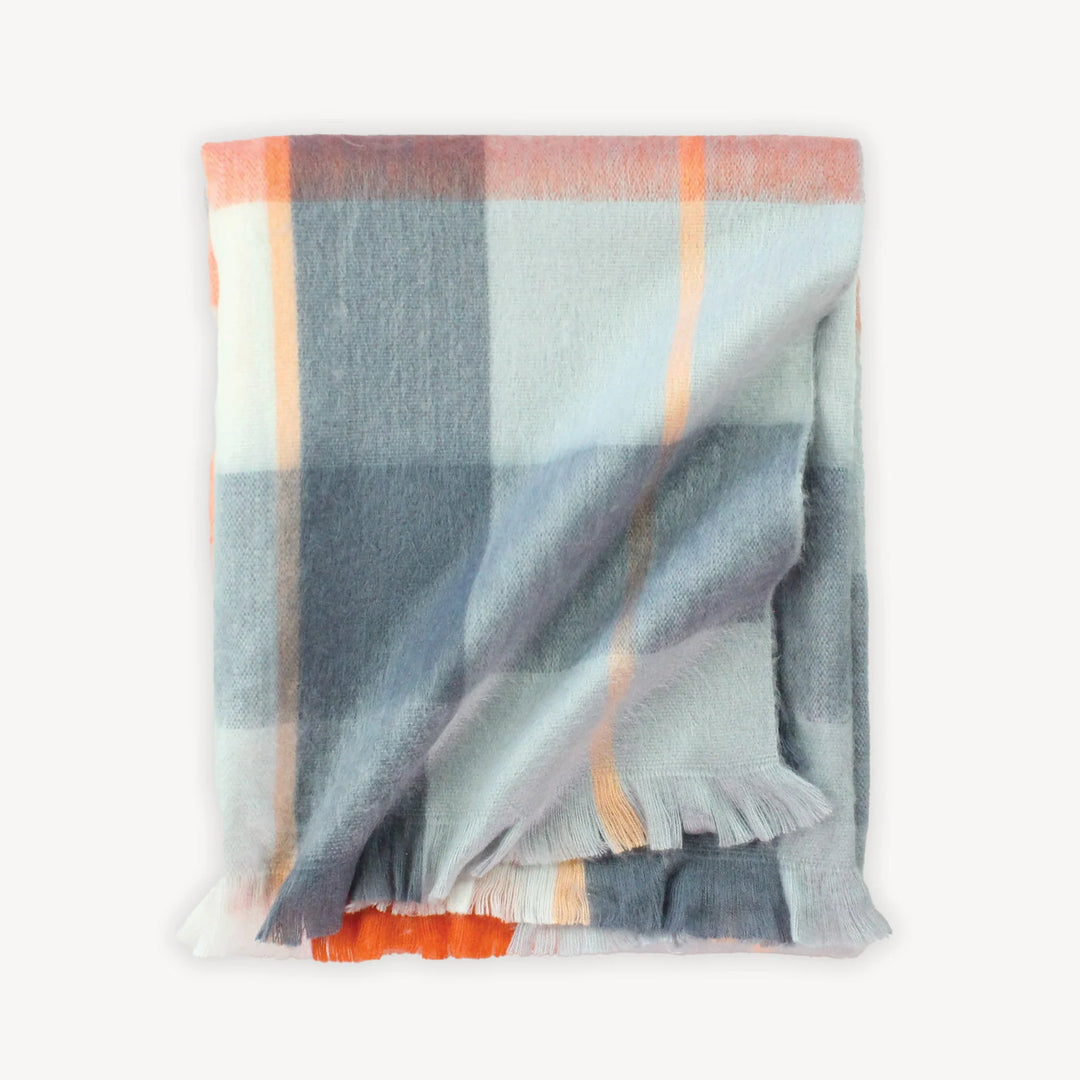 Large Alpaca Throw - Sienna Grey Check