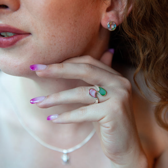 Thai Silver Ying-Yang Inlaid Ring
