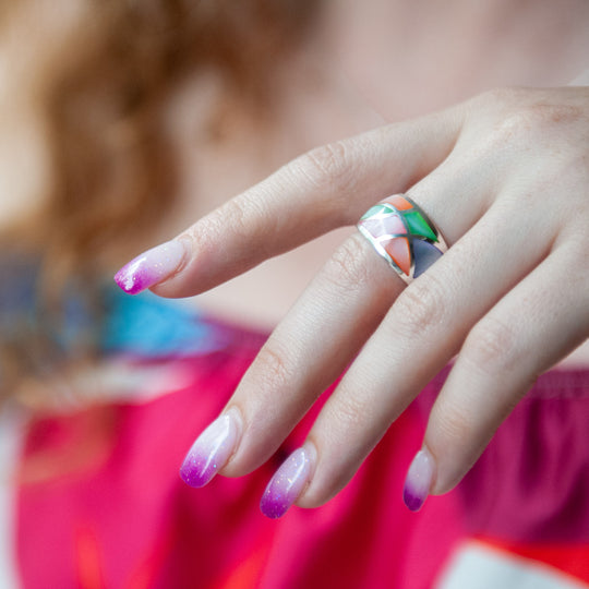 Thai Silver Abstract Rainbow Ring