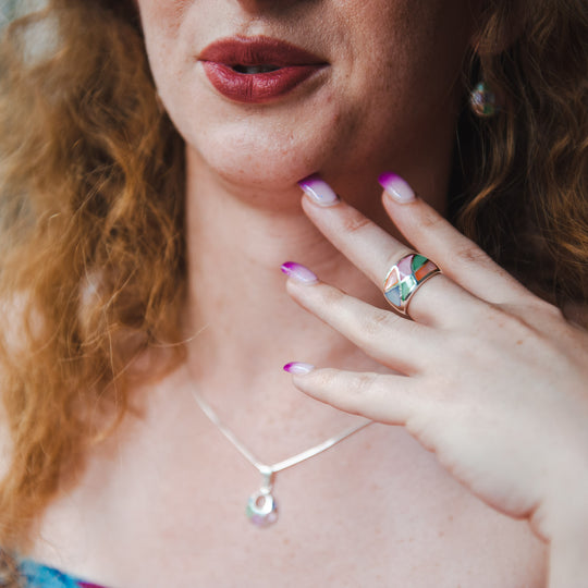 Thai Silver Abstract Rainbow Ring