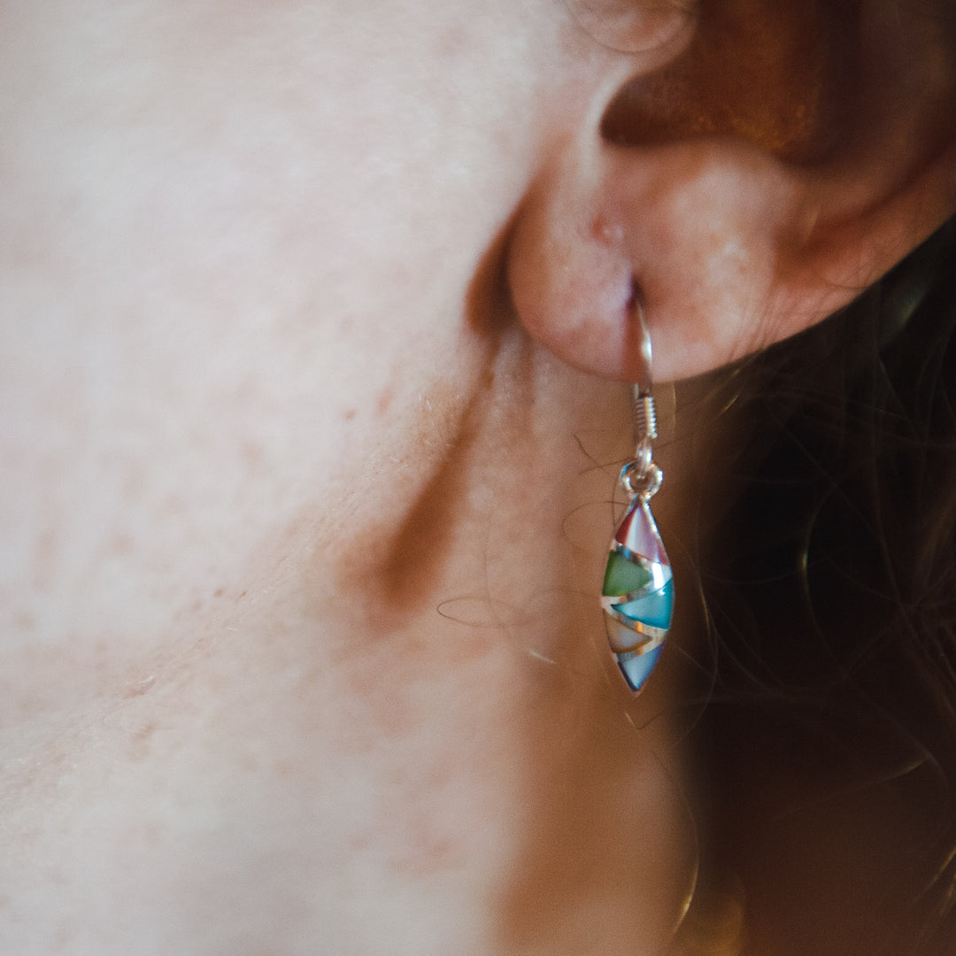 Thai Silver Rainbow Almond Dangle Earring