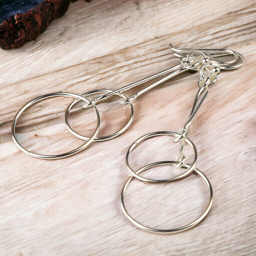 Sterling Silver Double Circle Dangle Earring