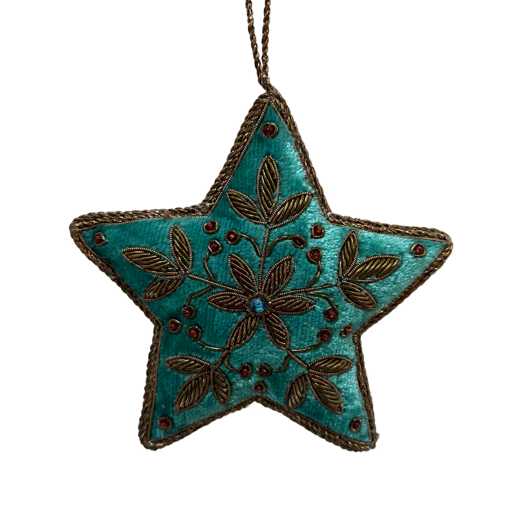 Teal and Copper Star Ornament