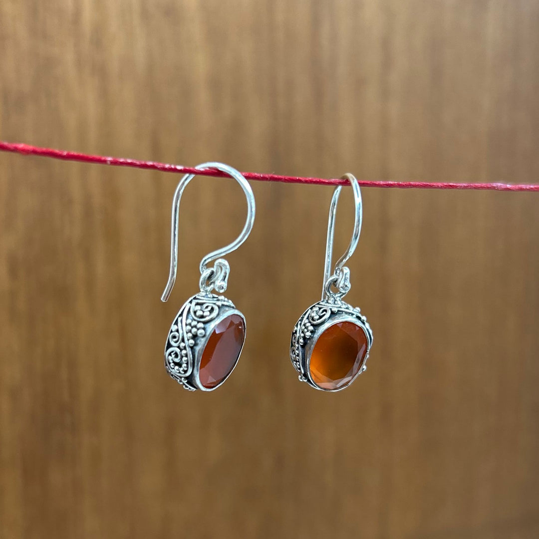 Dot and Swirl Carnelian Dangle Earrings