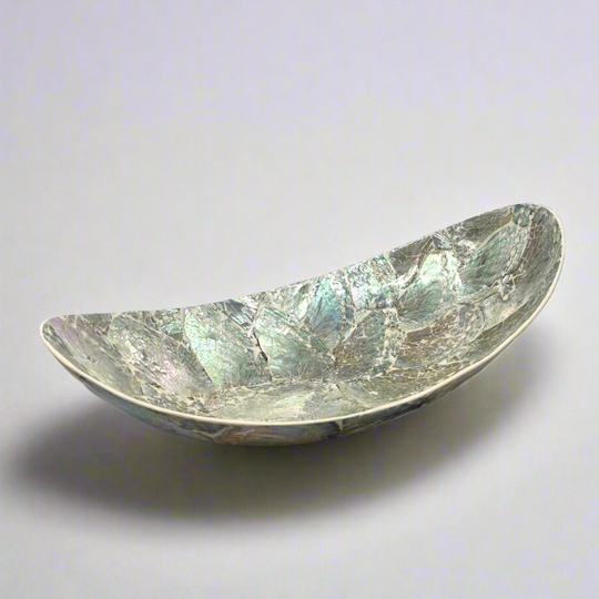 White Inlaid Shell Oval Dish