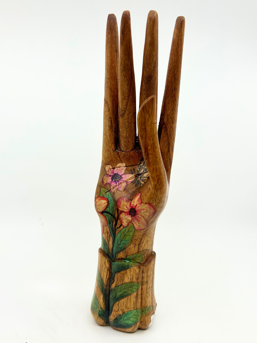 Hand Painted Floral Mudra Hand