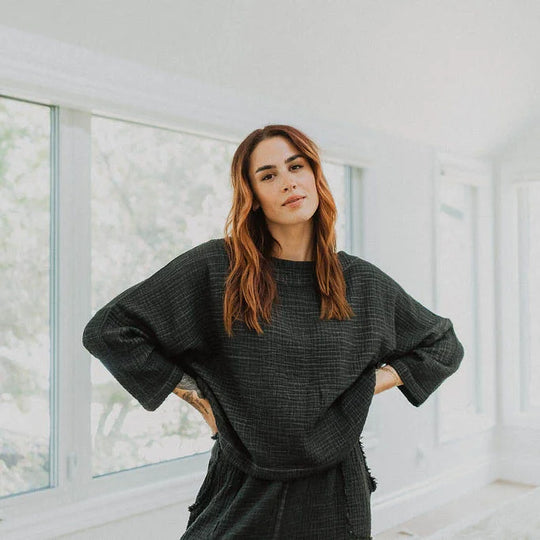 Crinkle Crop Palazzo Pant - Taille unique - Noir