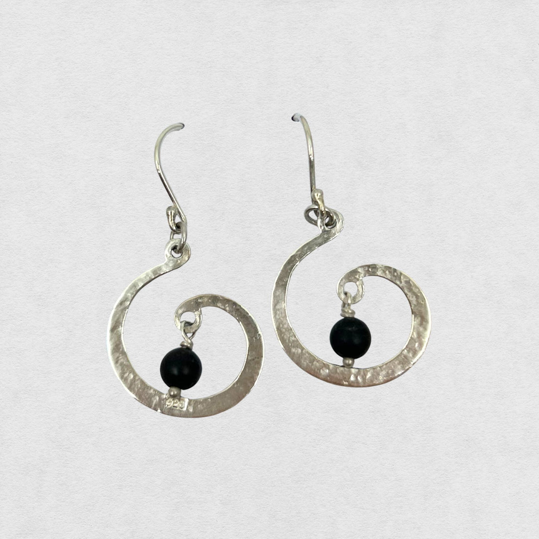 Swirl Onyx Dangle Earring