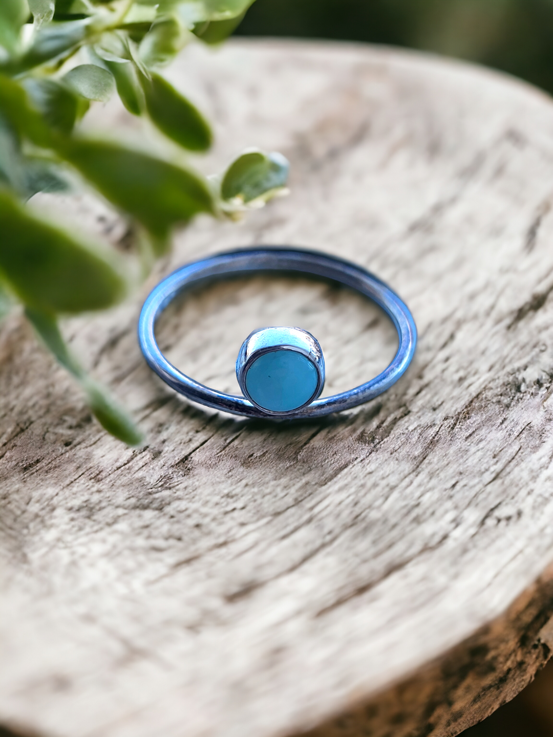Bali Larimar Smooth Sterling Silver Ring