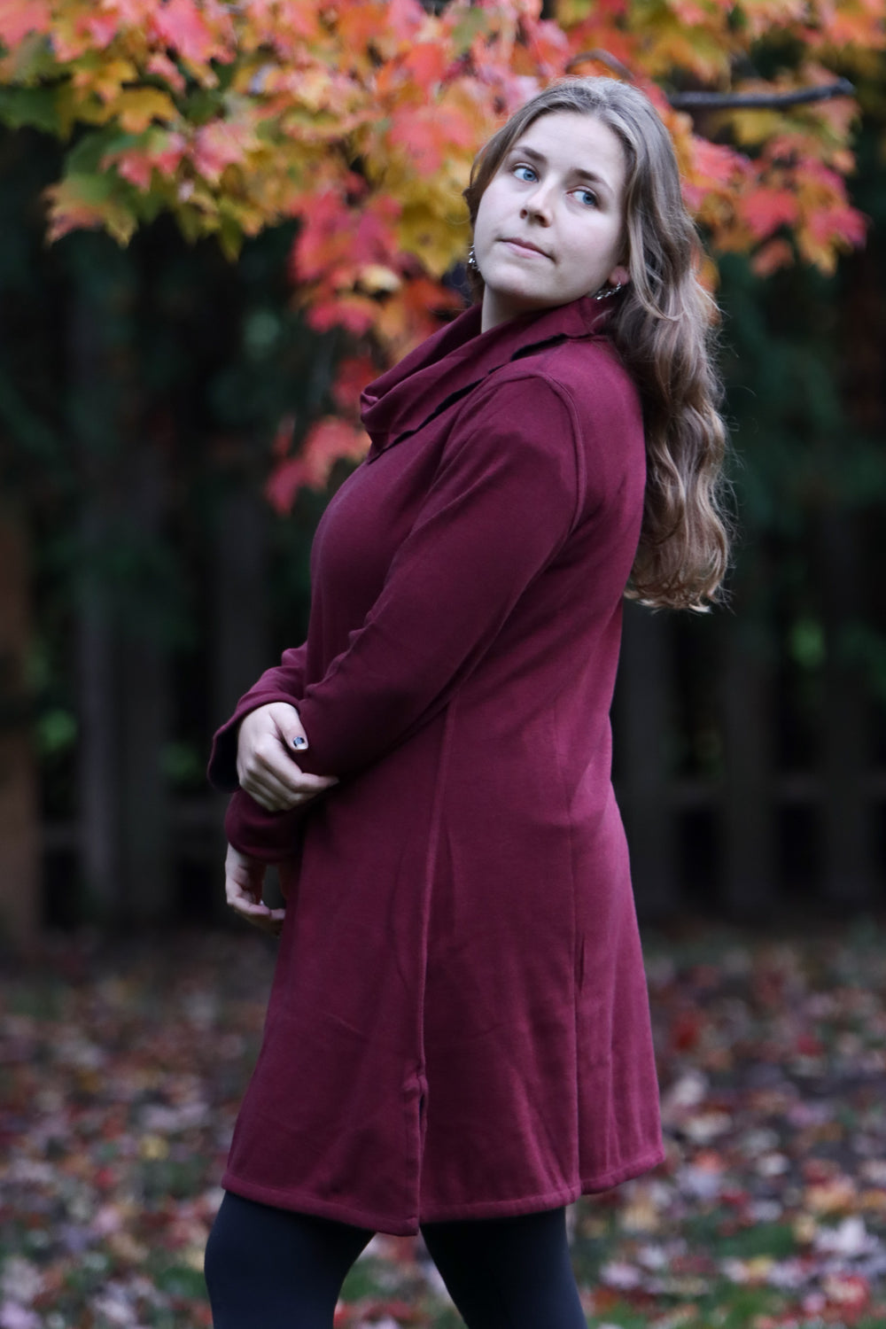 Reversible Cowl Neck Knit Dress