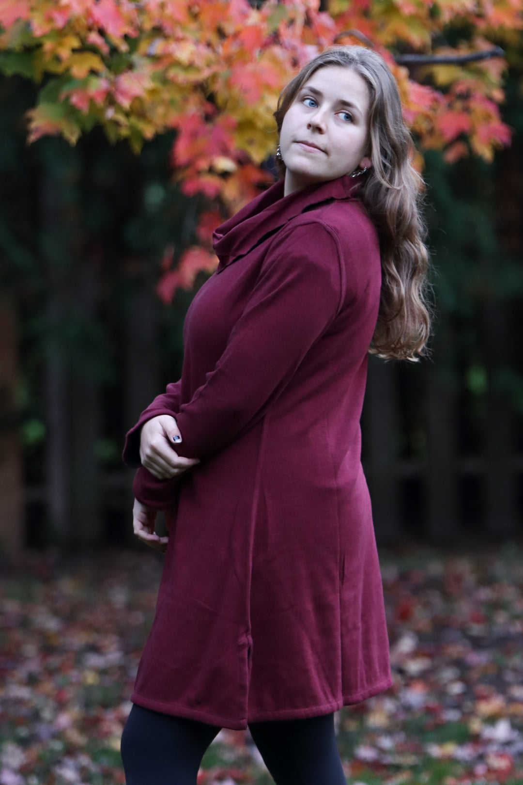 Reversible Cowl Neck Knit Dress