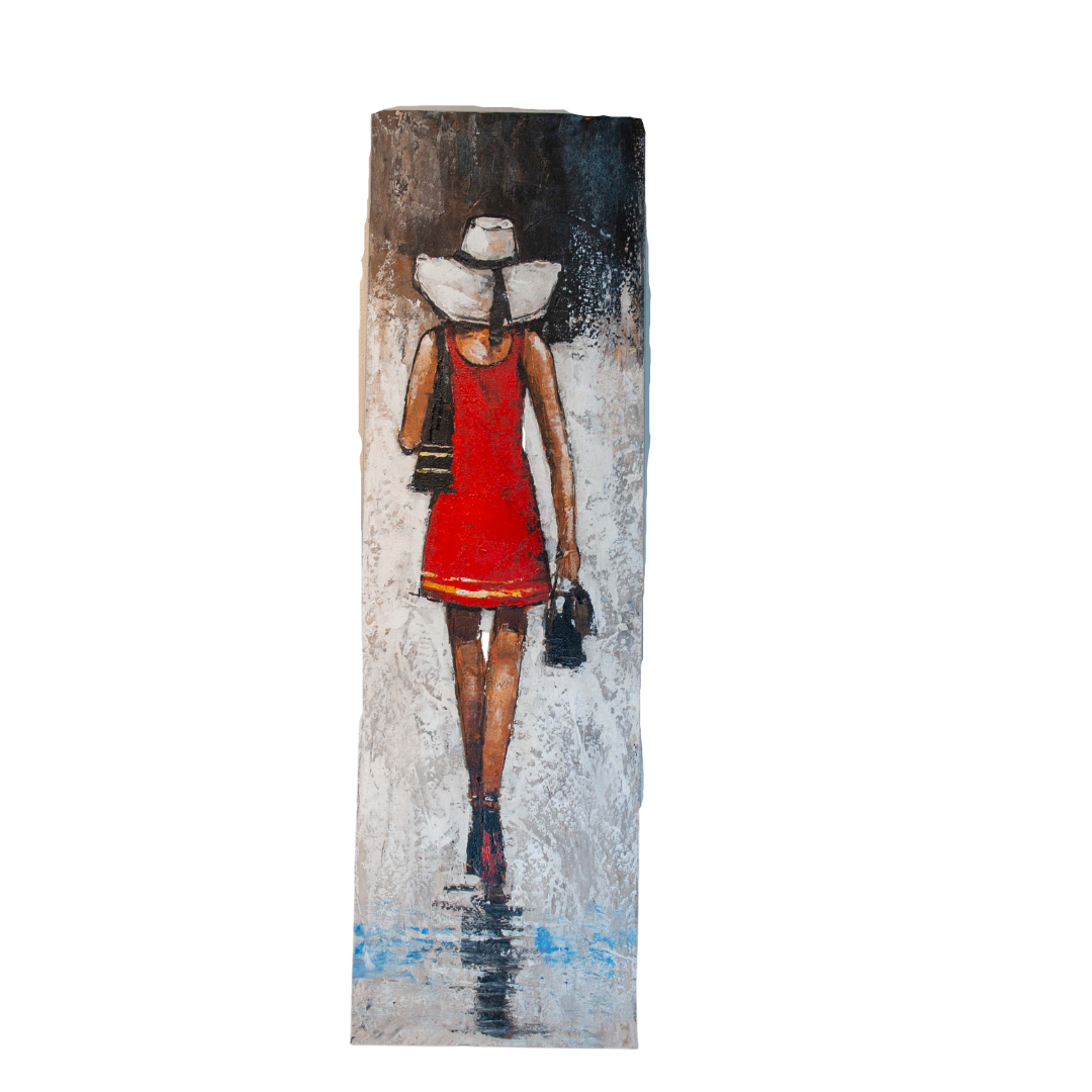 Dame en peinture rouge
