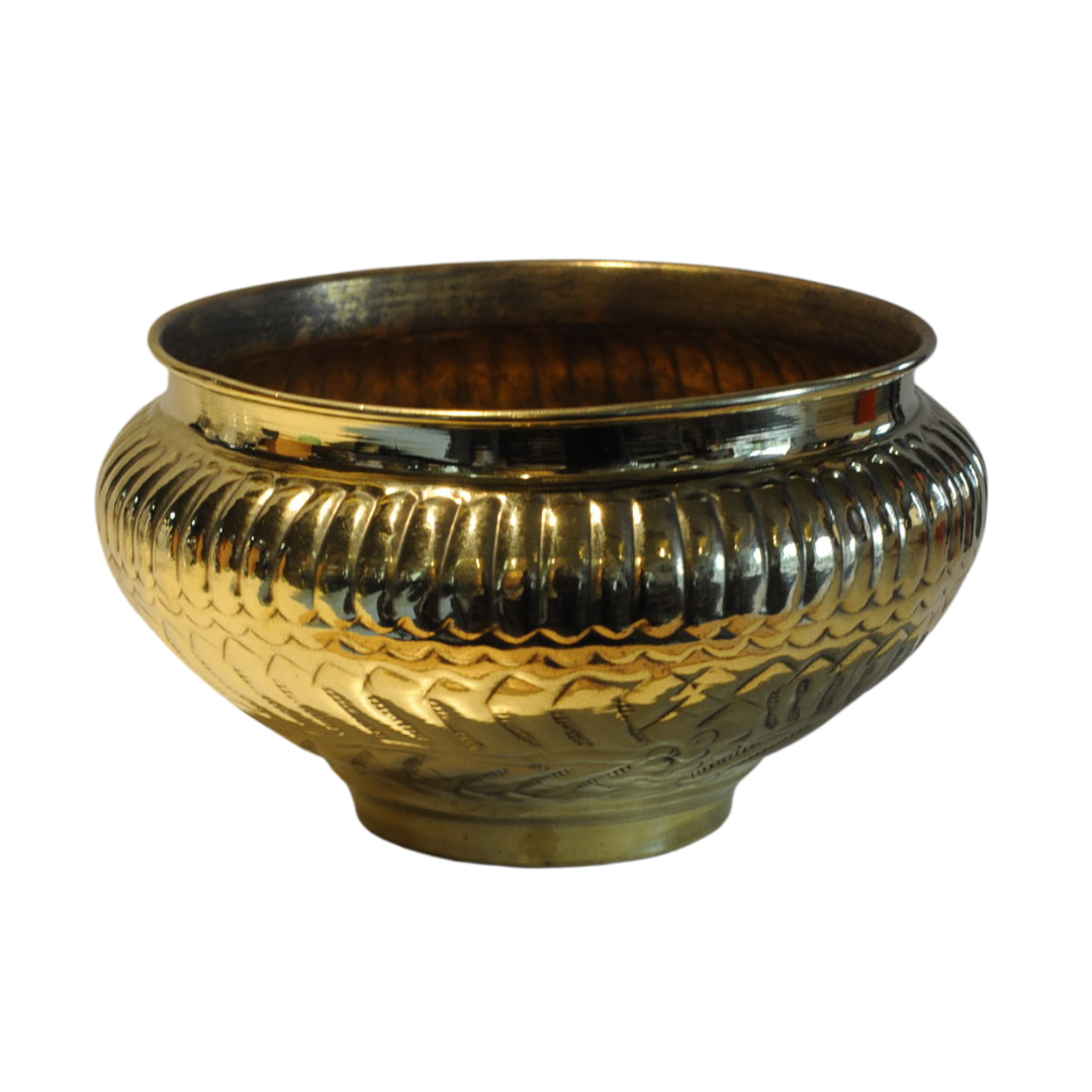 Pot de fleur égyptien en laiton orné - Motif