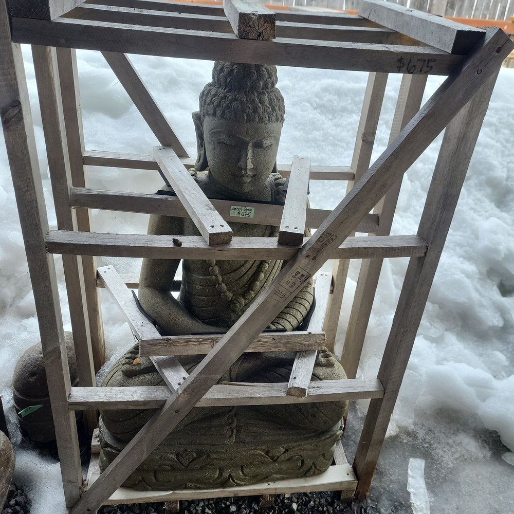 Balinese Hand-carved Stone Meditating Buddha - Large