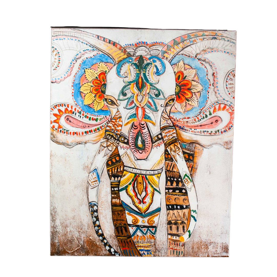 Tableau Éléphant - Blanc