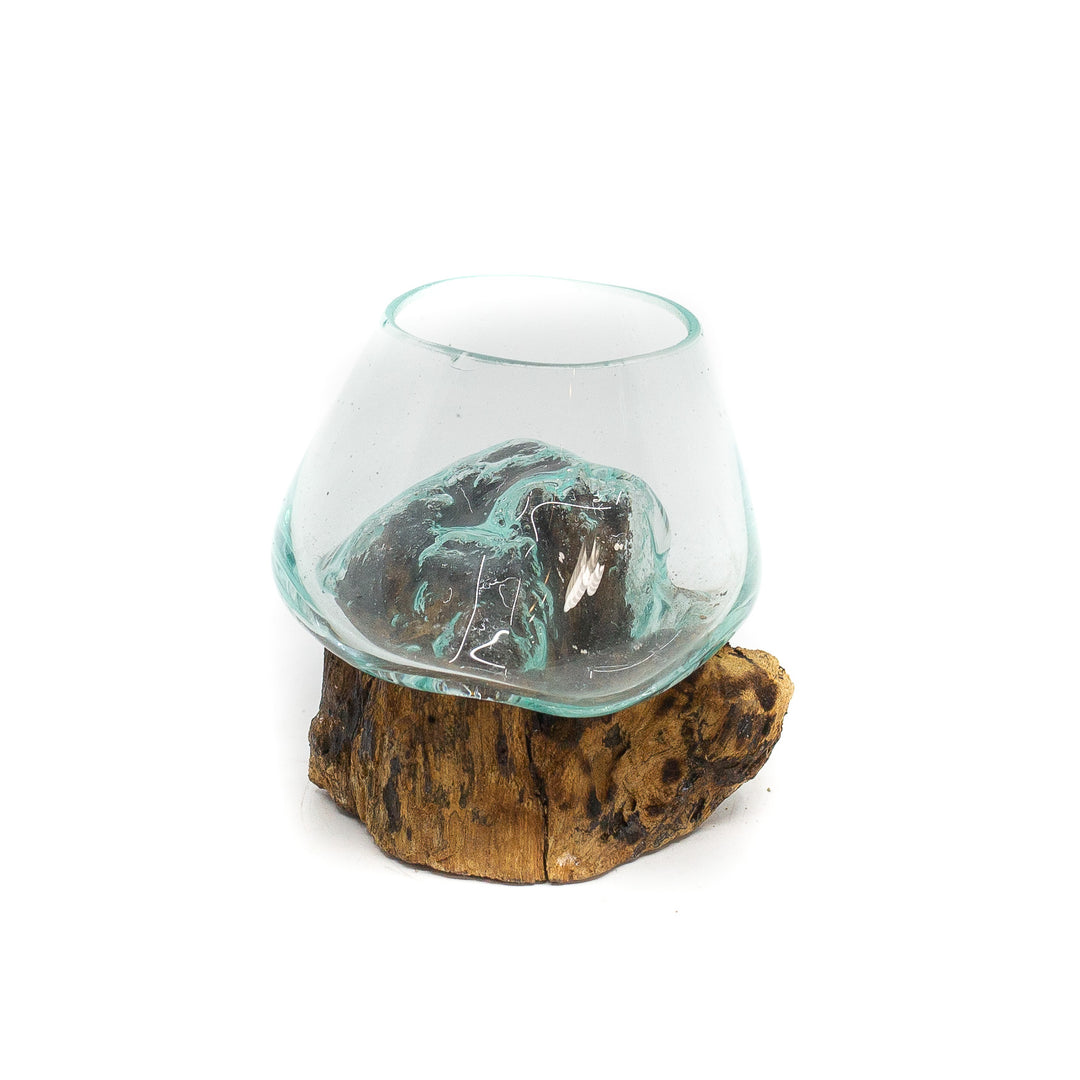 Glass Globe on Natural Wood - 5"