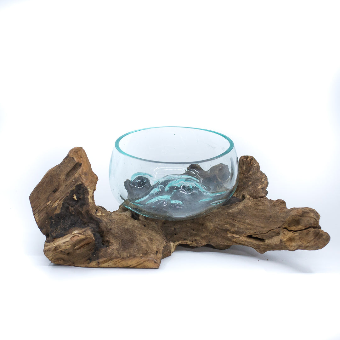 Glass Bowl on Natural Wood - 5"