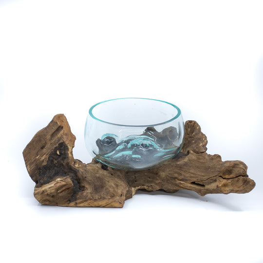 Glass Bowl on Natural Wood - 5"