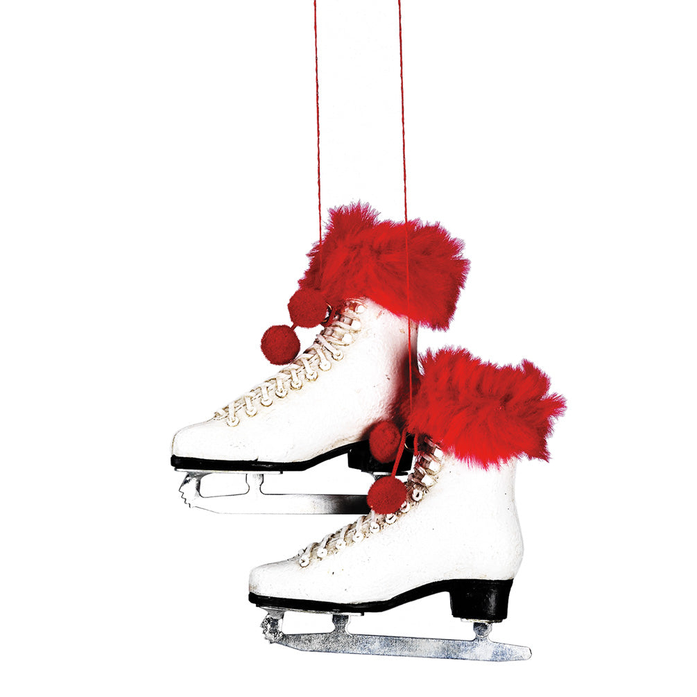Ornement de patins artistiques garnis de fausse fourrure