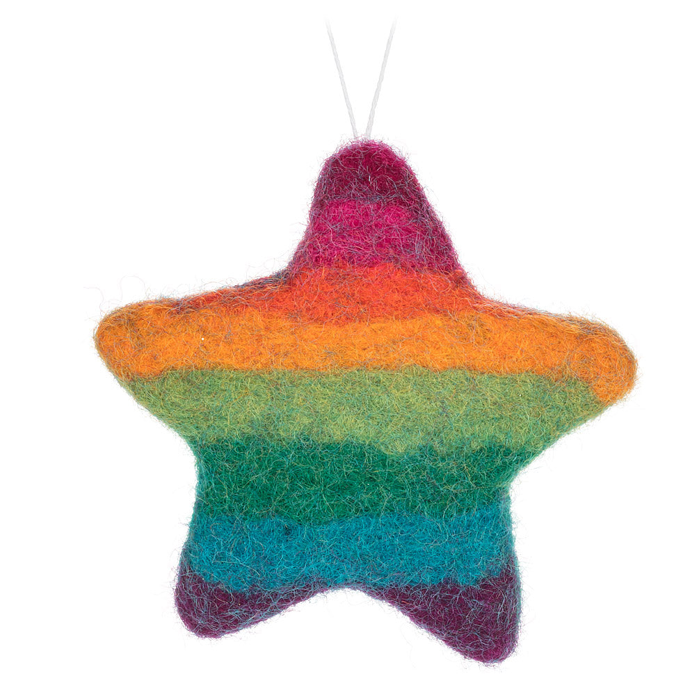 Rainbow Stripe Star Ornament