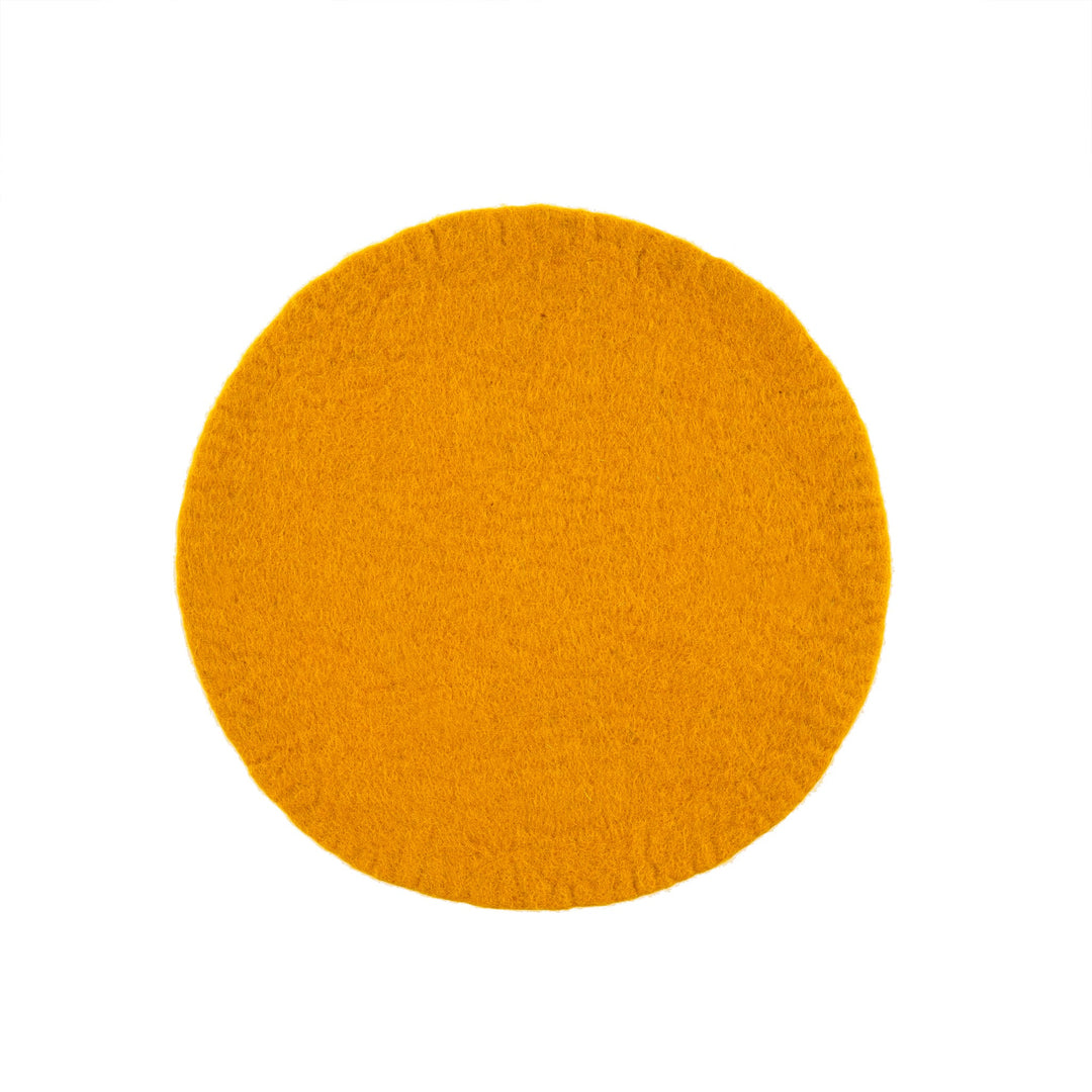 Nepalese Felt Round Placemat - Yellow