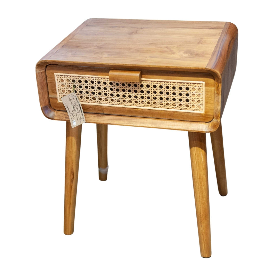 Table de chevet en rotin teck javanaise