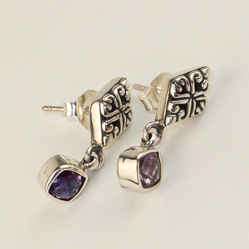 Amethyst Drop Studs