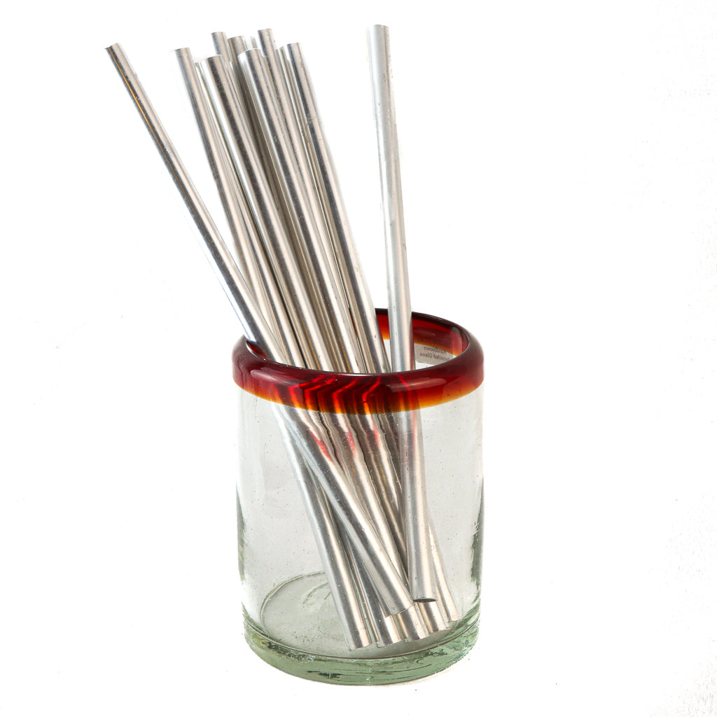 Paille droite en métal - Lot de 10