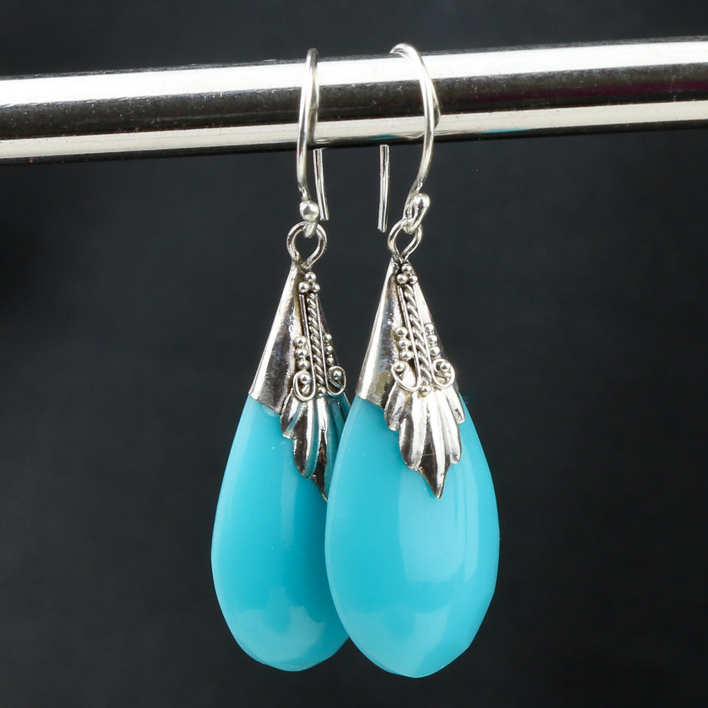 Boucles d'oreilles pendantes en forme de larme en résine turquoise